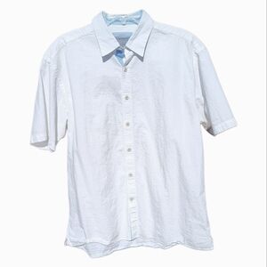 Johnston & Murphy Mens White Tailored Fit Button-Down Shirt - Size L